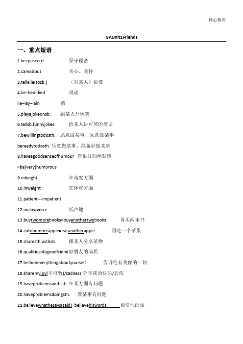 译林8AUnit1-4重点句