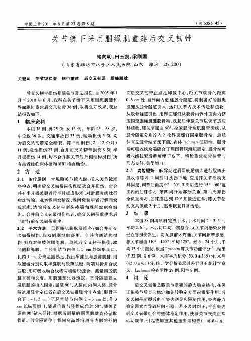 关节镜下采用腘绳肌重建后交叉韧带