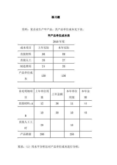财务报表分析课后练习及答案