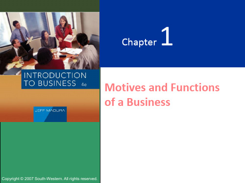 商学导论 第一章  Motives and Functions of a Business
