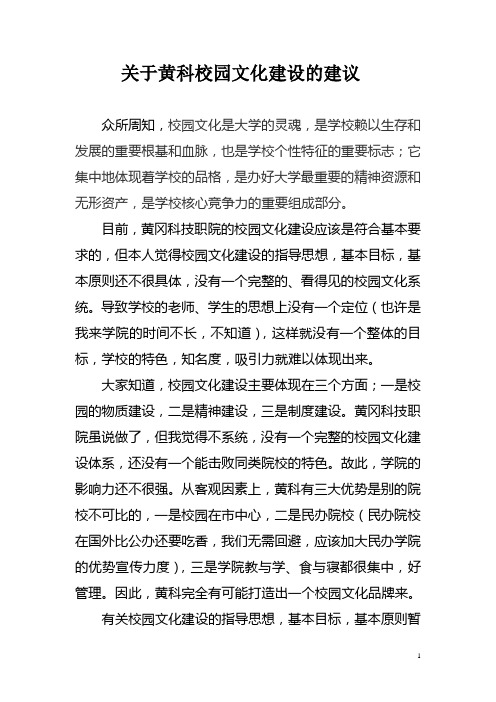 关于校园文化建设的建议