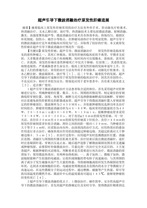 超声引导下微波消融治疗原发性肝癌进展