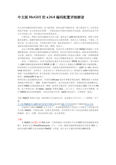 中文版MeGUI的x264编码配置详细解读
