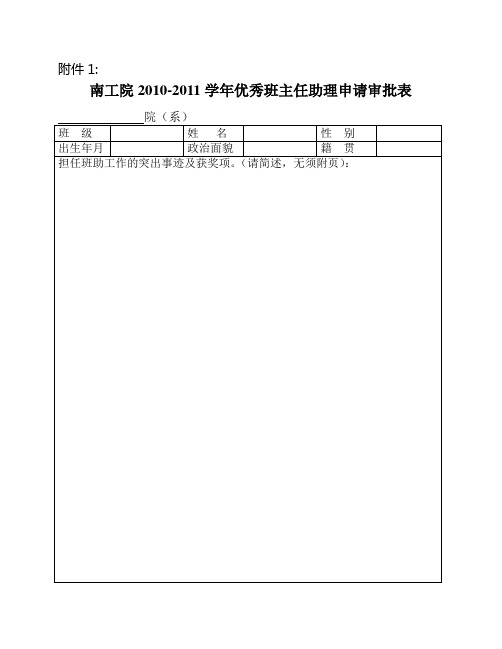 各类奖项申请表