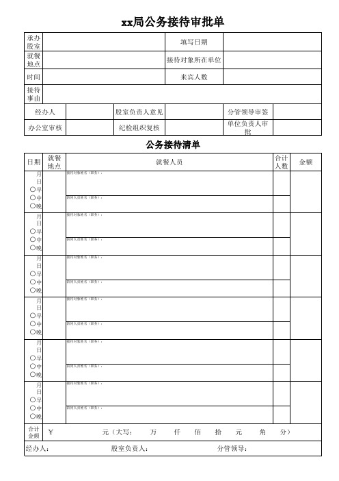 公务接待审批表 清单