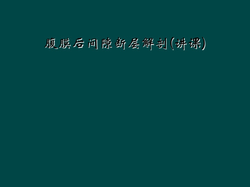 腹膜后间隙断层解剖(讲课)