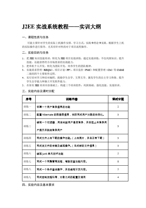 JavaEE教学大纲(实战训练)