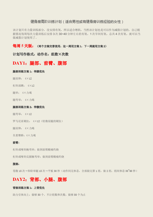 健身房高阶训练计划