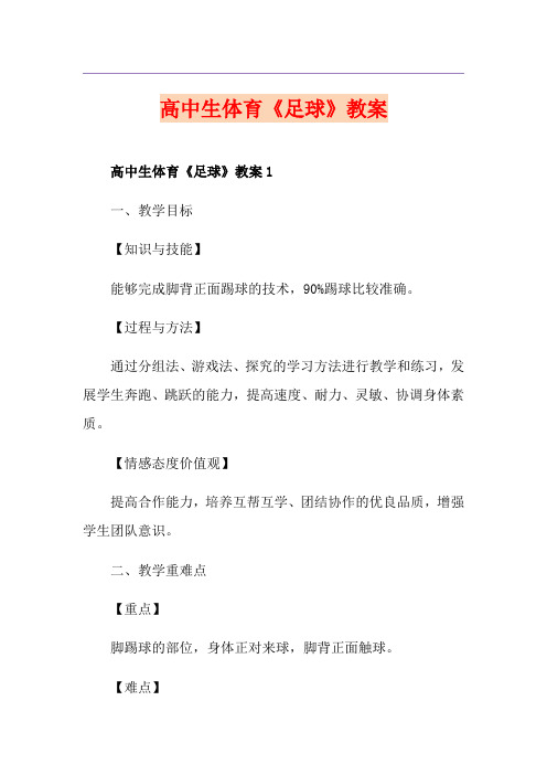 高中生体育《足球》教案