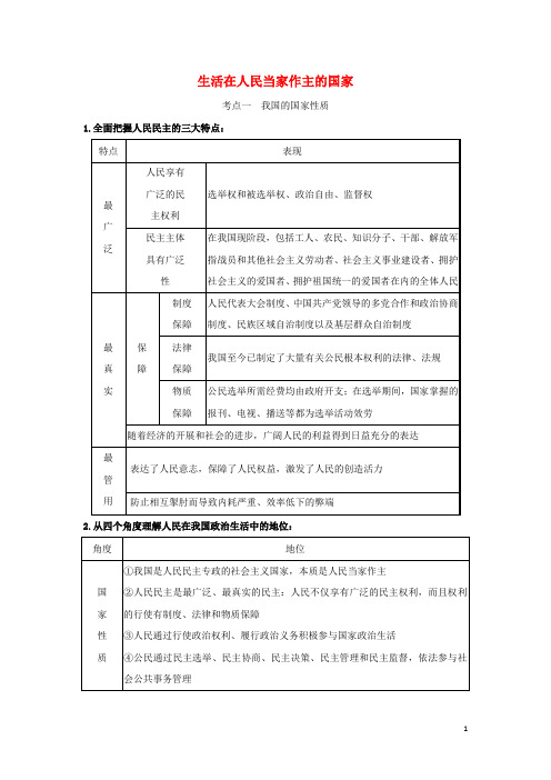 浙江专用版高考政治一轮复习第一单元公民的政治生活生活在人民当家作主的国家练习含解析新人教版必修