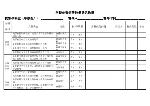 学校传染病防控工作督导表