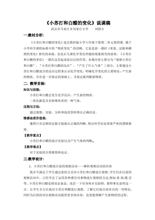 《小苏打和白醋的变化》说课稿