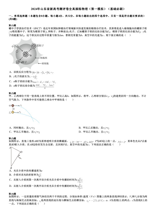 2024年山东省新高考测评卷全真演练物理(第一模拟)(基础必刷)