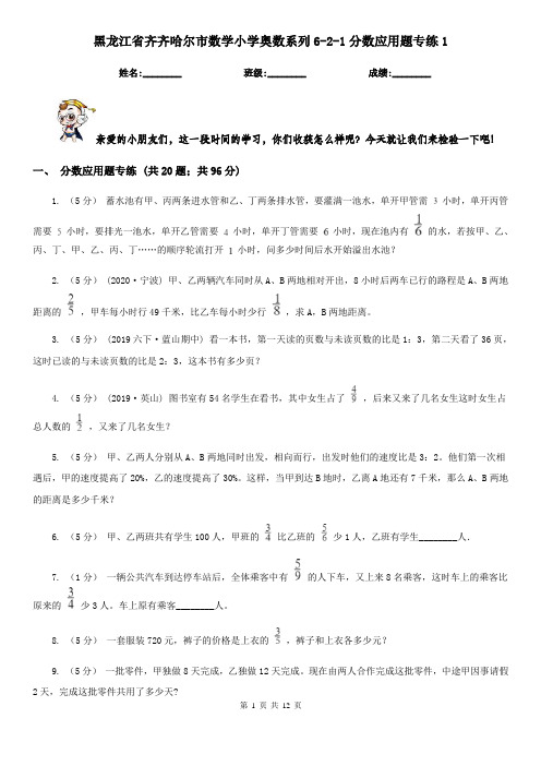 黑龙江省齐齐哈尔市数学小学奥数系列6-2-1分数应用题专练1