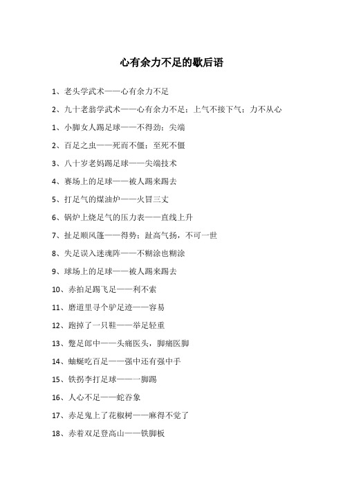 心有余力不足的歇后语