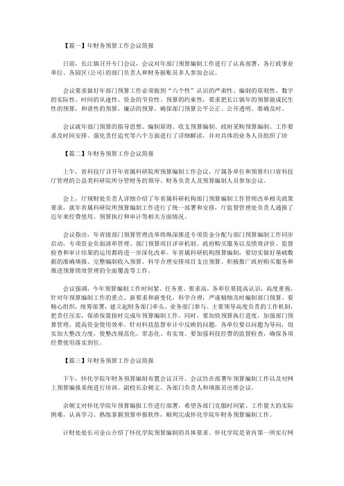 财务预算工作会议简报