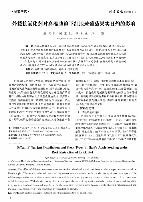 外援抗氧化剂对高温胁迫下红地球葡萄果实日灼的影响