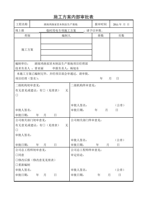 施工方案内部审批表