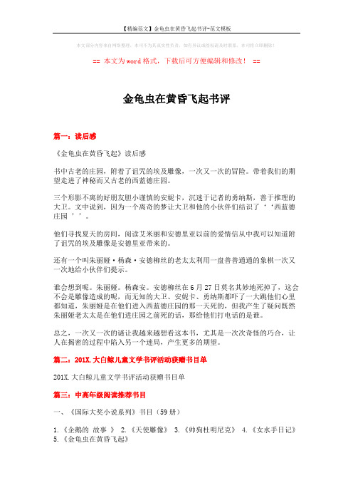 【精编范文】金龟虫在黄昏飞起书评-范文模板 (5页)