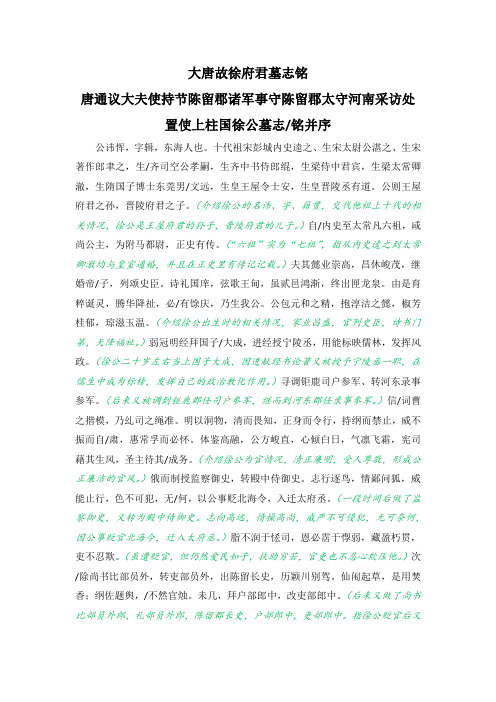 大唐故徐府君墓志铭
