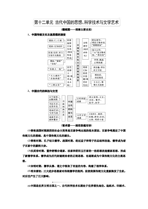 2020届高考历史人教版一轮复习学案：第十二单元  课题三十二 春秋战国时期的“百家争鸣”