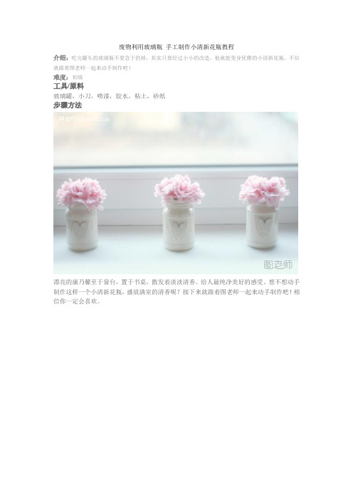 废物利用玻璃瓶 手工制作小清新花瓶教程