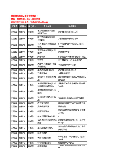 新版江西省宜春市丰城市洗衣店企业公司商家户名录单联系方式地址大全39家