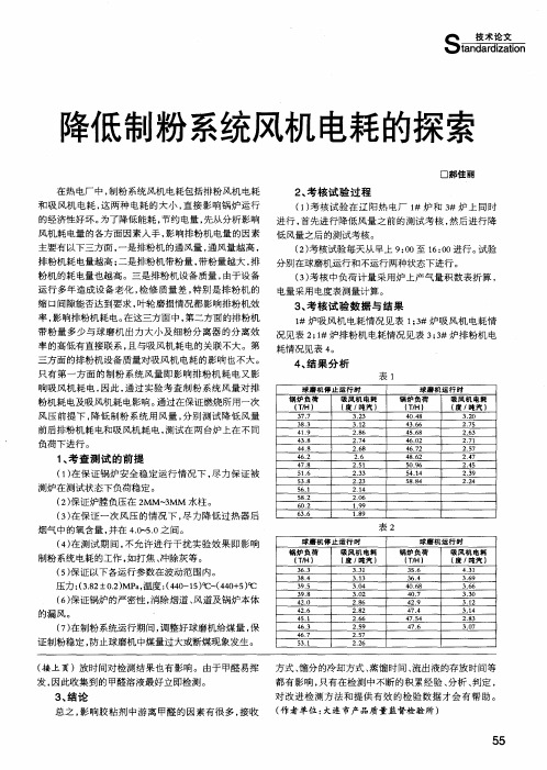 绛低制粉系统风机电耗的探索