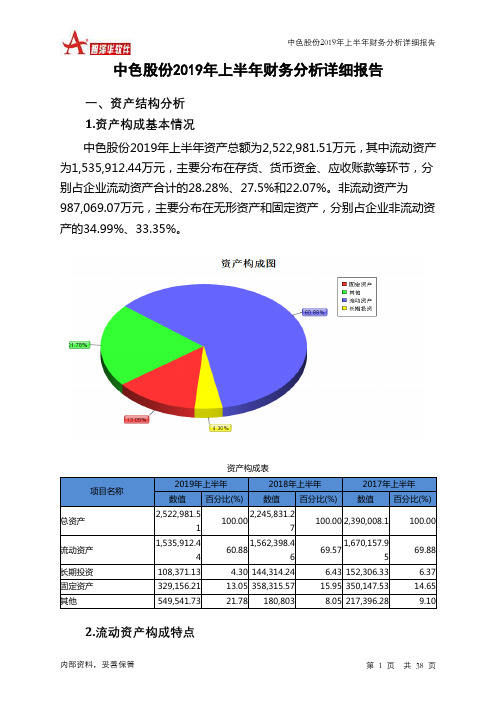 中色股份2019年上半年财务分析详细报告
