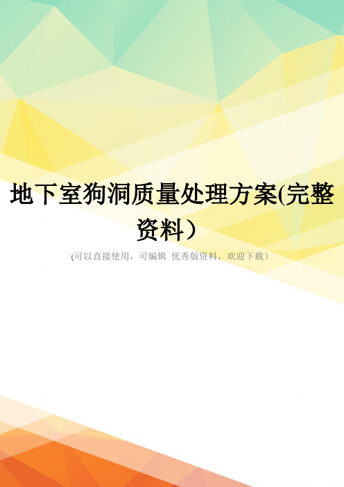 地下室狗洞质量处理方案(完整资料)
