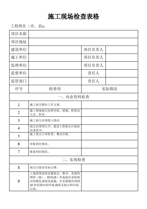 扬尘治理检查表