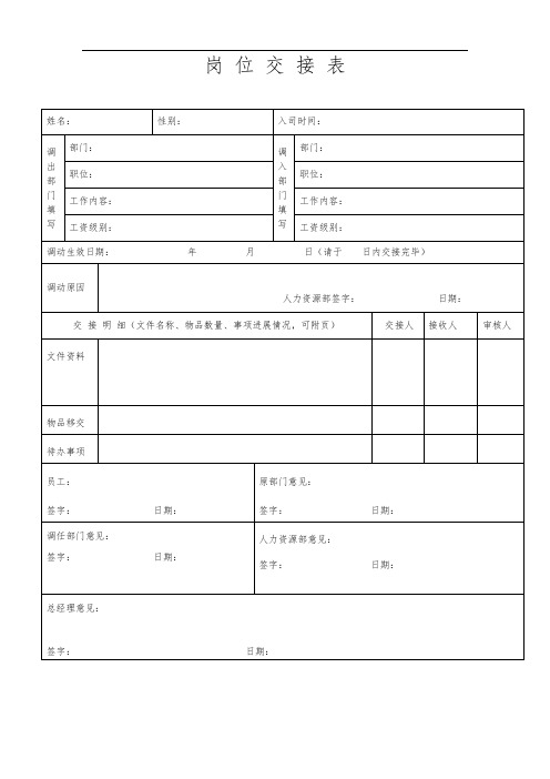 调岗交接表