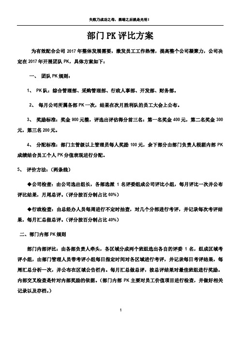 部门PK评比方案