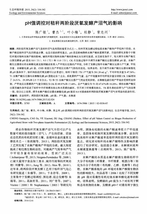 pH值调控对秸秆两阶段厌氧发酵产沼气的影响