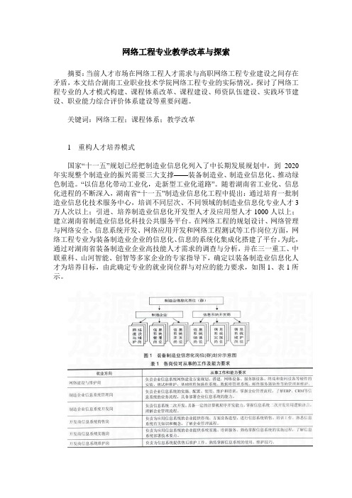 网络工程专业教学改革与探索