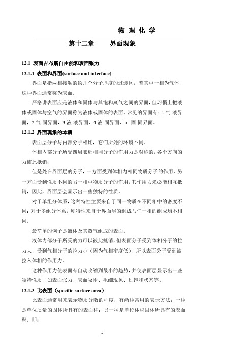第十二章界面现象