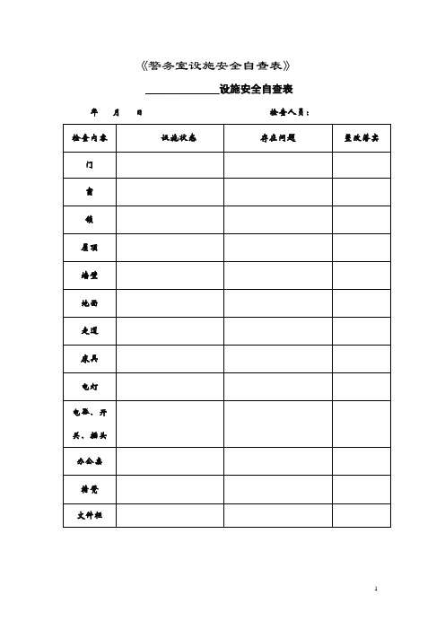 中小学各教室功能室设施安全自查表