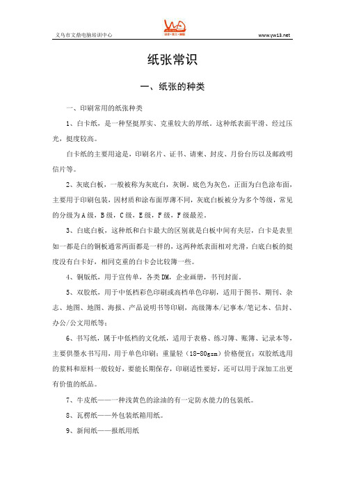 纸张常识