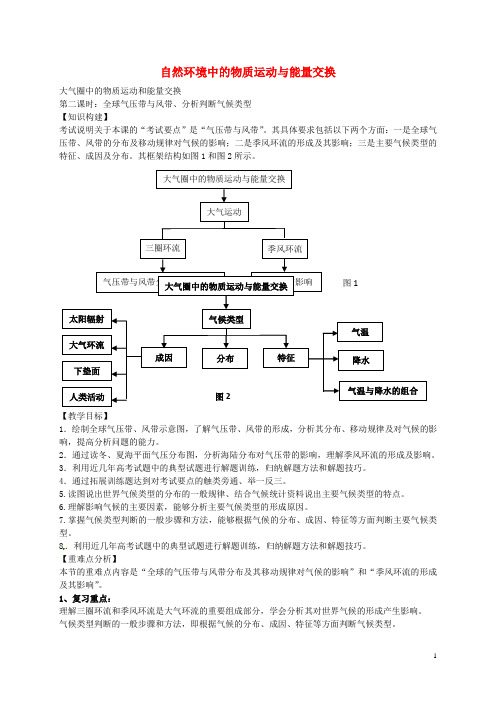 江苏省扬州市西湖实验学校高考地理专题三大气圈中的物质运动和能量交换(第2课时)导学案