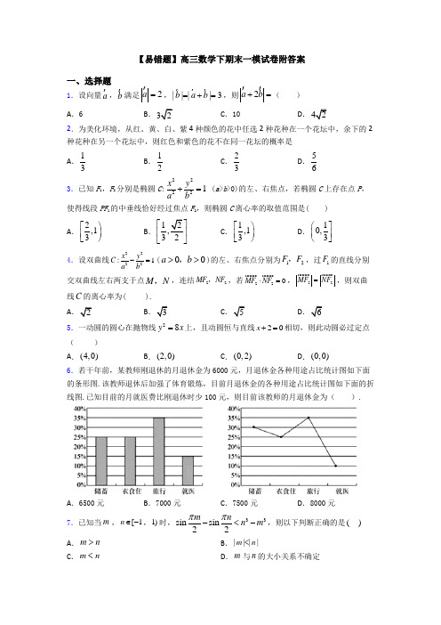 【易错题】高三数学下期末一模试卷附答案