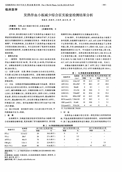发热伴血小板减少综合征实验室检测结果分析
