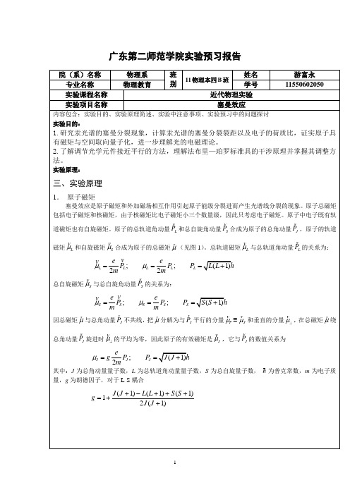 塞曼效应实验预习报告
