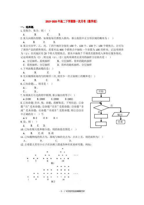 2019-2020年高二下学期第一次月考(数学理)