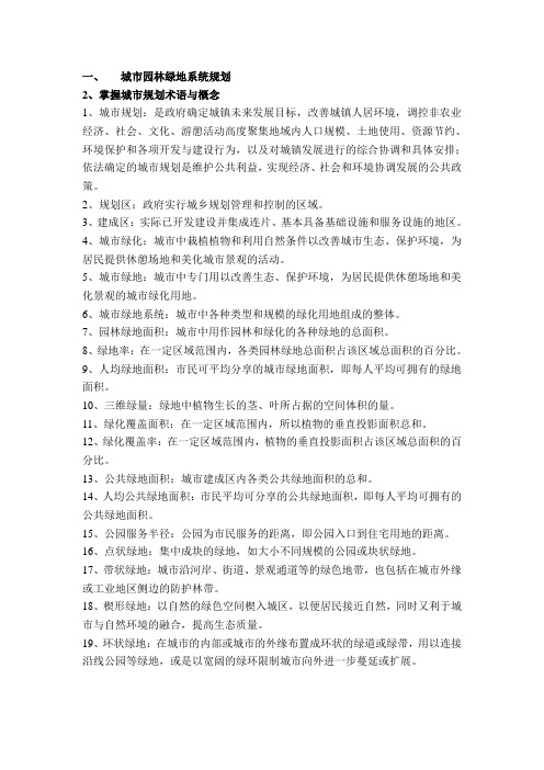 绿地系统规划考研内容