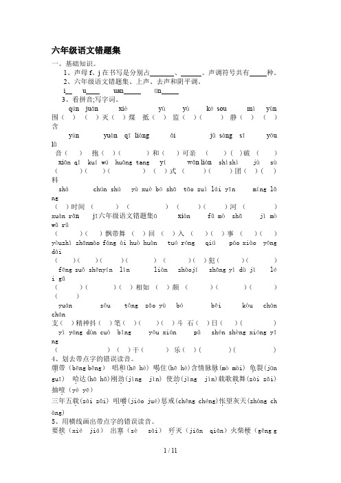 六年级语文错题集