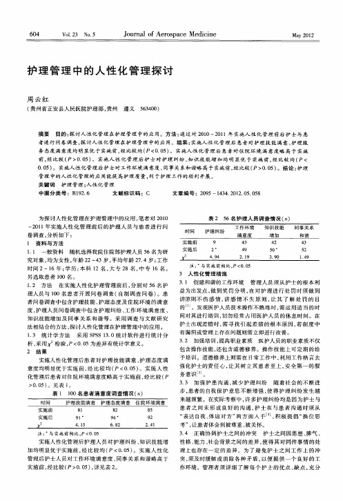 护理管理中的人性化管理探讨