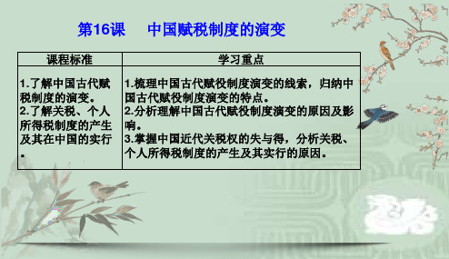人教统编版高中历史选择性必修1  第16课 中国赋税制度的演变