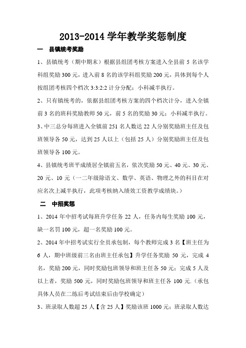 13--14年教学奖惩制度