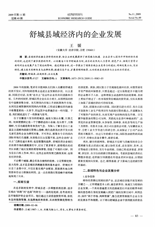 舒城县域经济内的企业发展