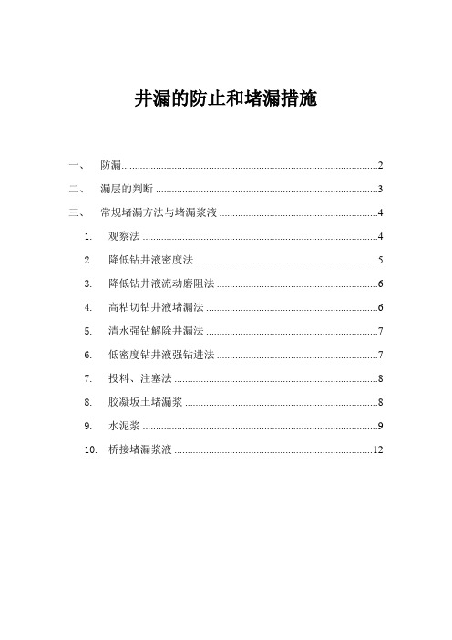井漏的防止和堵漏措施